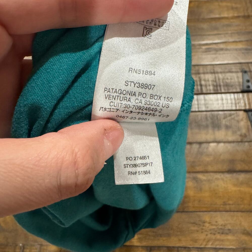 Patagonia Ventura Crest Slim Fit Fitz Roy Turquoise Blue Mens Short Sleeve Shirt - Picture 10 of 10